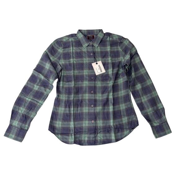 NWT UNTUCKit Women’s Green Plaid Button-Down Shirt – Size 2 Tencel Blend - Picture 1 of 4